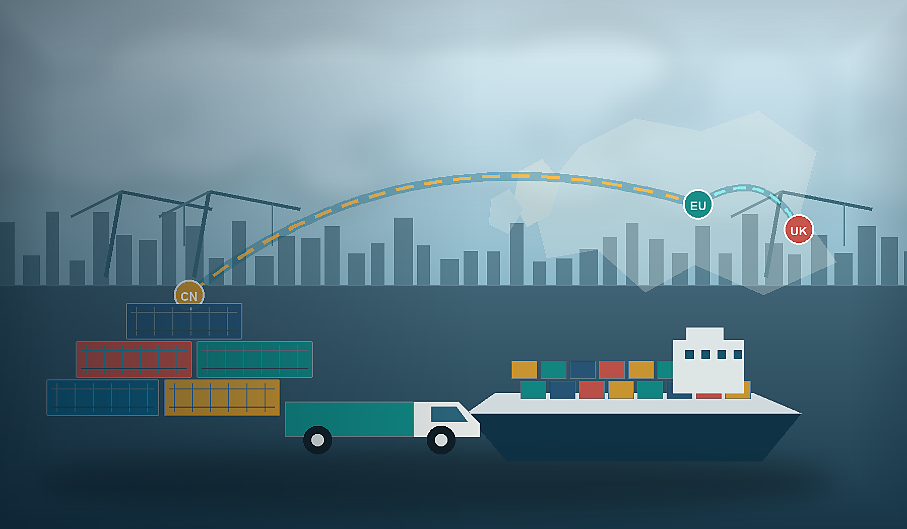 Container vessel and port logistics operation